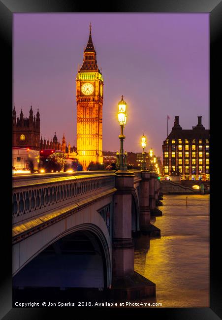 Evening on Westminster Bridge Framed Print by Jon Sparks
