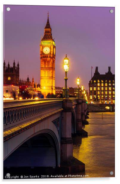 Evening on Westminster Bridge Acrylic by Jon Sparks
