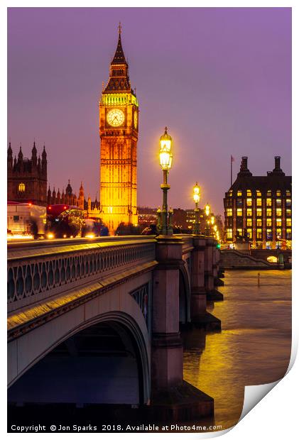 Evening on Westminster Bridge Print by Jon Sparks