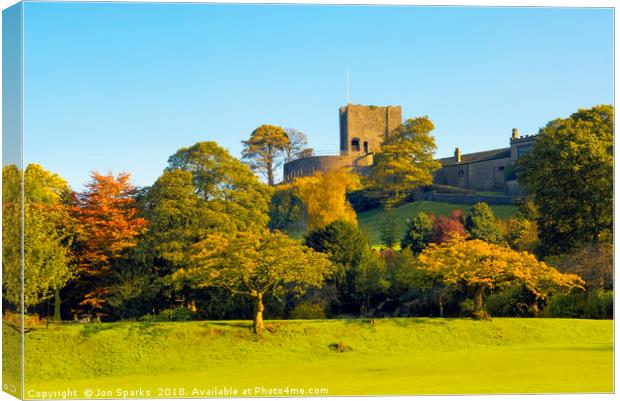 Autumn colours below Clitheroe Castle Canvas Print by Jon Sparks