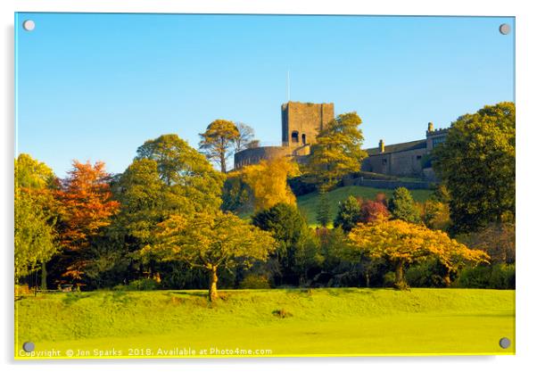 Autumn colours below Clitheroe Castle Acrylic by Jon Sparks
