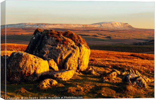 Boulder and Pen-y-Ghent Canvas Print by Jon Sparks