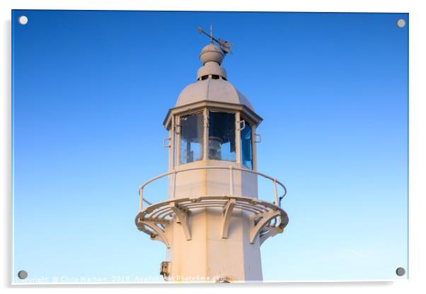 Mevagissey Lighthouse Acrylic by Chris Warham