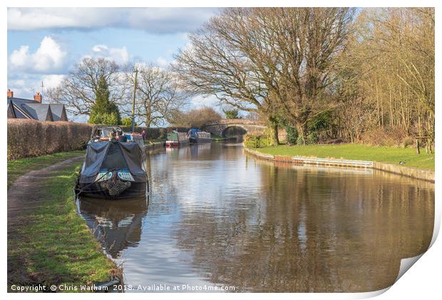 Canal boats on the Macclesfield Canal Print by Chris Warham