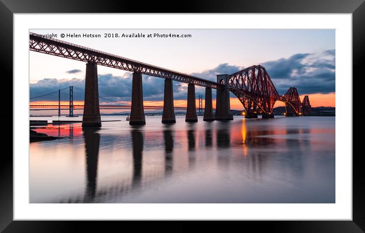 Sunset over the Forth Bridge Framed Mounted Print by Helen Hotson