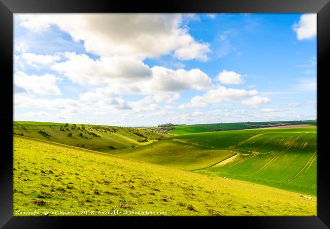 Lang Dale and North Dale, Yorkshire Wolds Framed Print by Jon Sparks