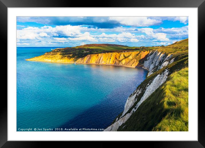 Alum Bay, Isle of Wight Framed Mounted Print by Jon Sparks