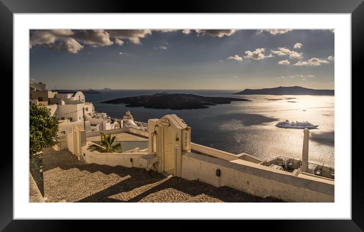 The View from Fira Framed Mounted Print by Naylor's Photography