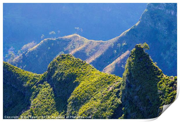 Ridges on Madeira Print by Jon Sparks