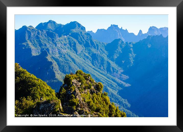 Madeira mountains Framed Mounted Print by Jon Sparks