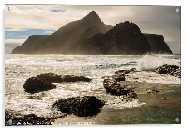 Breaking waves, Ponta da Calheta Acrylic by Jon Sparks