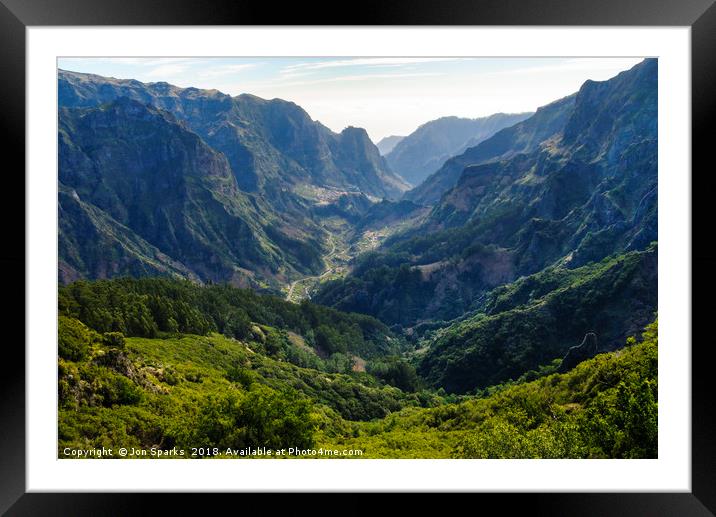 Curral das Freiras valley overlook Framed Mounted Print by Jon Sparks