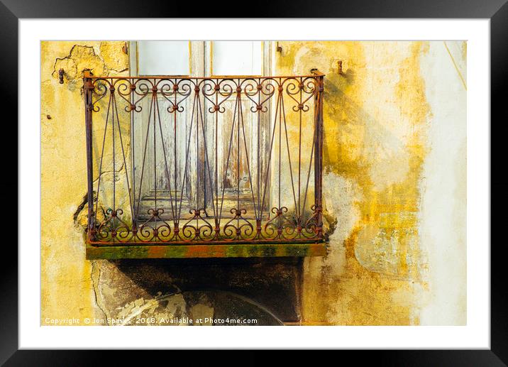 Balcony, Varzo Framed Mounted Print by Jon Sparks