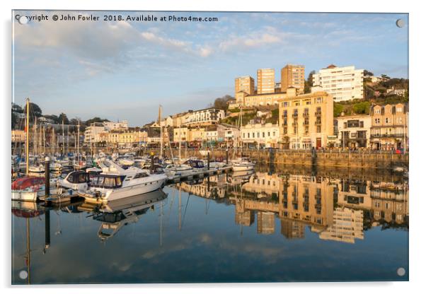 Torquay Harbour Reflections Acrylic by John Fowler