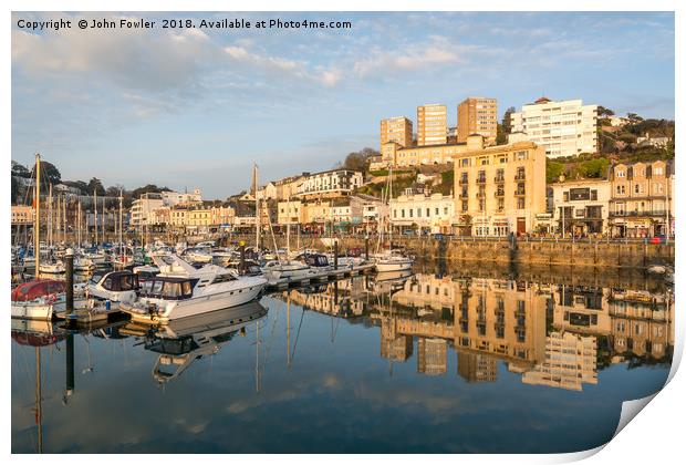 Torquay Harbour Reflections Print by John Fowler