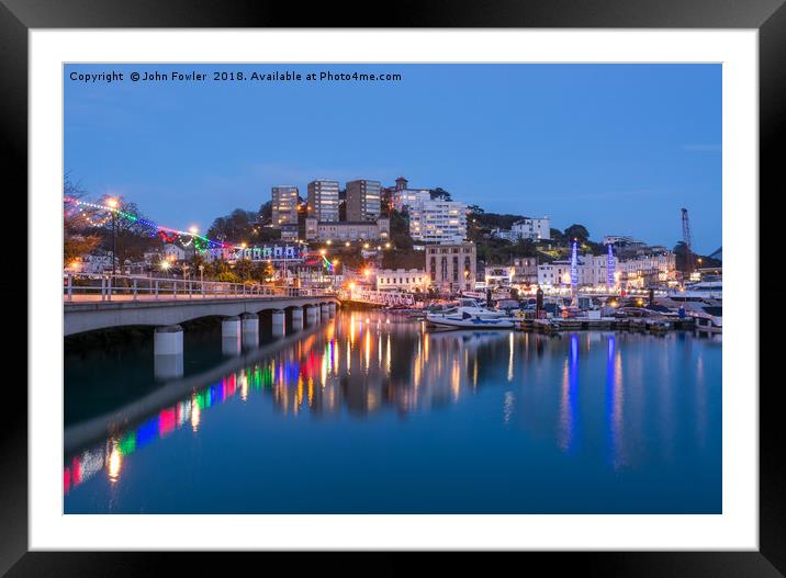  Torquay Harbour At Dusk Framed Mounted Print by John Fowler