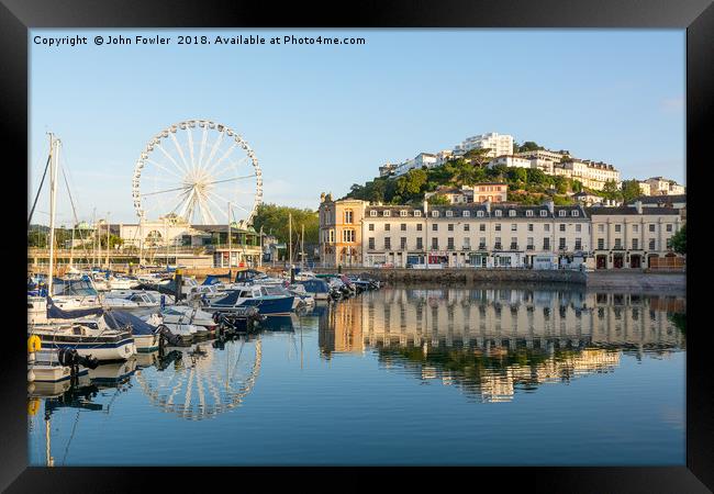 Reflections Of Torquay Harbour  Framed Print by John Fowler