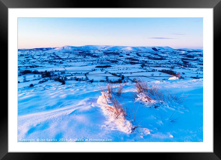 Snow on Jeffrey Hill Framed Mounted Print by Jon Sparks