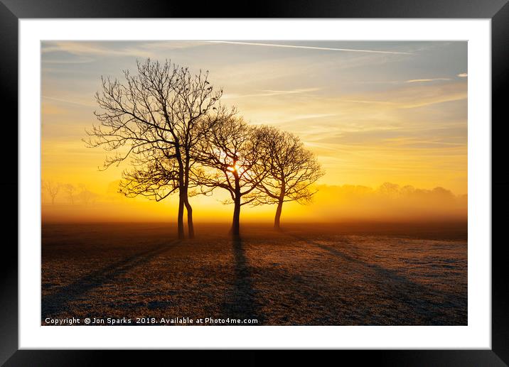 Mist and frost near Garstang 1 Framed Mounted Print by Jon Sparks