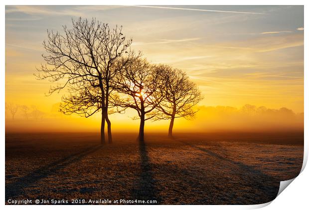 Mist and frost near Garstang 1 Print by Jon Sparks