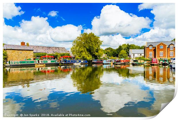 Narrowboats at Tithebarn basin Print by Jon Sparks