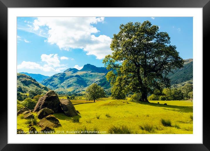 Langdale Pikes from Copt Howe 1 Framed Mounted Print by Jon Sparks
