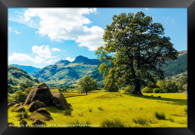 Langdale Pikes from Copt Howe 1 Framed Print by Jon Sparks