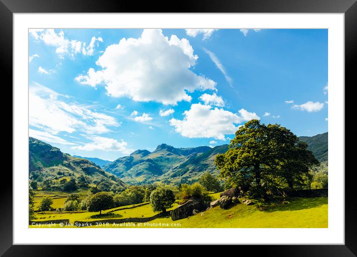 Langdale Pikes from Copt Howe 2 Framed Mounted Print by Jon Sparks