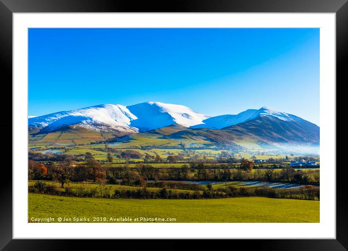 Snow on Skiddaw and Ullock Pike Framed Mounted Print by Jon Sparks