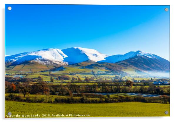 Snow on Skiddaw and Ullock Pike Acrylic by Jon Sparks