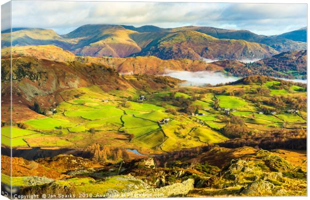 Little Langdale and Fairfield Canvas Print by Jon Sparks