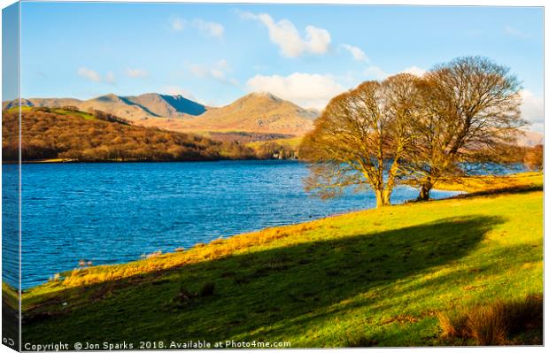 Coniston Water, Dow Crag and Coniston Old Man Canvas Print by Jon Sparks