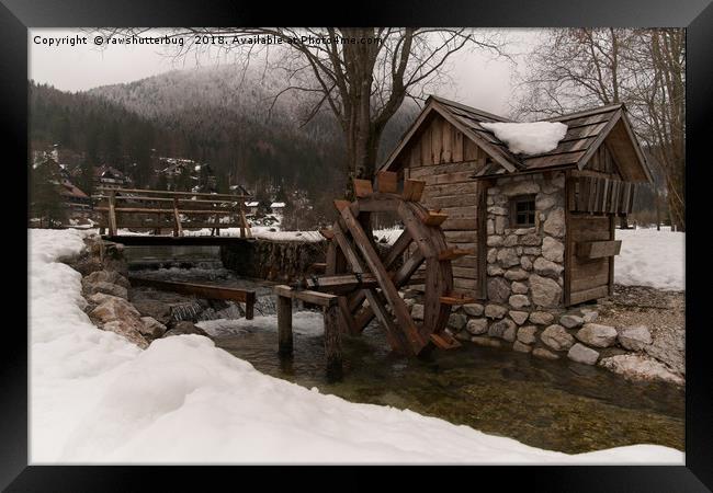 Winter Water Mill At Lake Jasna Framed Print by rawshutterbug 