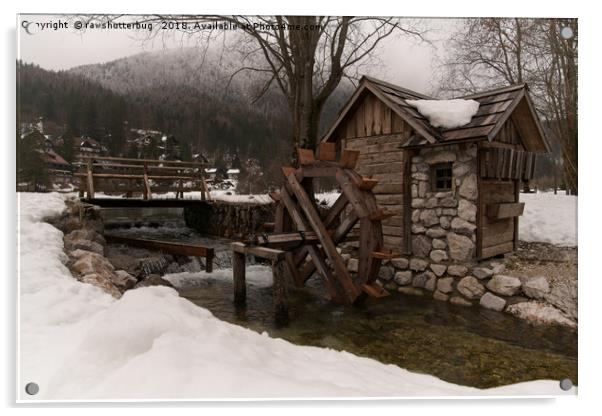 Winter Water Mill At Lake Jasna Acrylic by rawshutterbug 