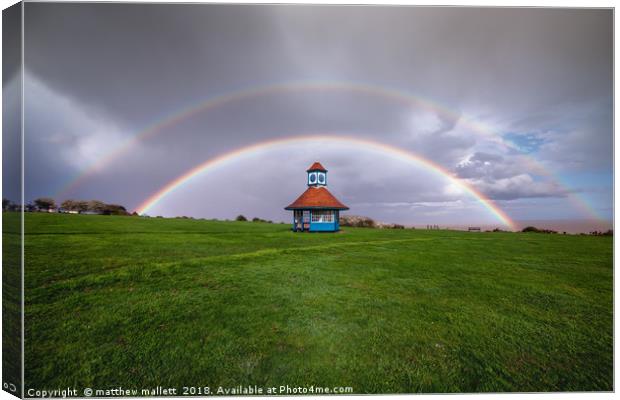 Double Rainbow Over Frinton On Sea Canvas Print by matthew  mallett