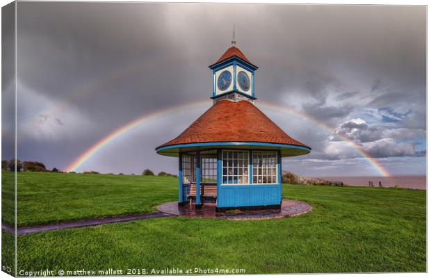 Rainbows Over Frinton Clocktower Canvas Print by matthew  mallett