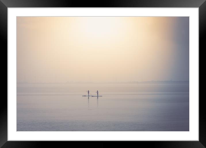 Paddle boarder at West Mersea Framed Mounted Print by Mark Harrop
