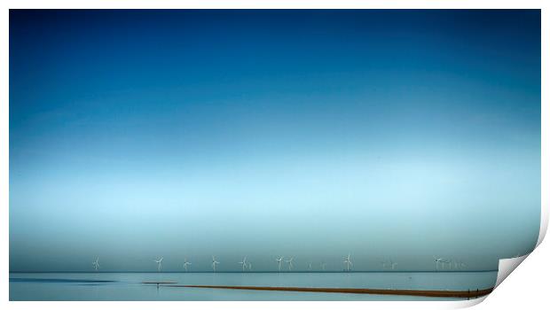 Whitstable Beach windfarm Print by David French