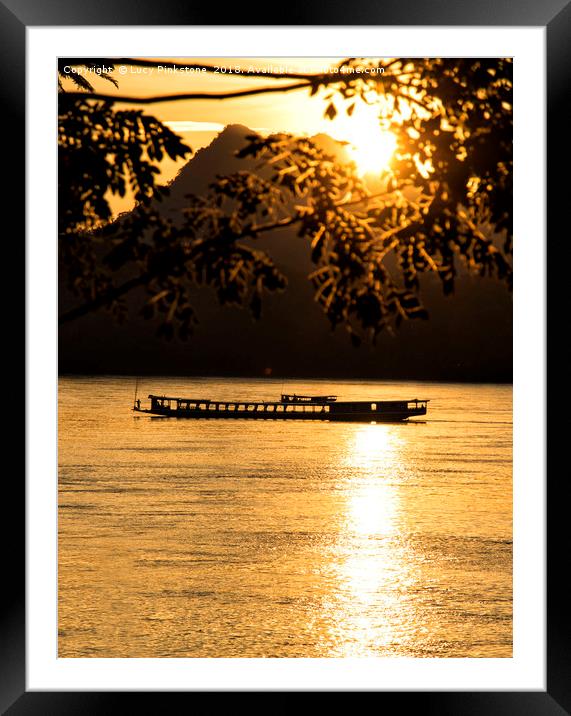 Sunset over the Mekong River Framed Mounted Print by Lucy Pinkstone