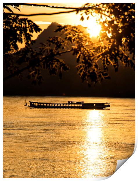 Sunset over the Mekong River Print by Lucy Pinkstone