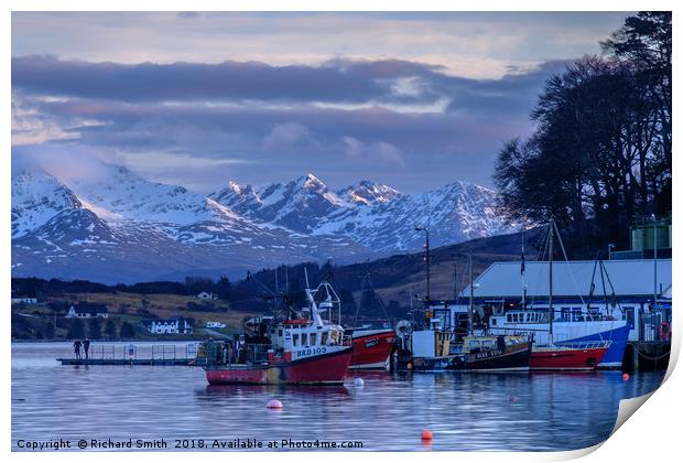 The last rays of a setting sun. Print by Richard Smith