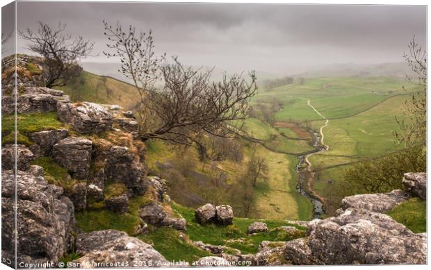 Stormy Malham Canvas Print by Gary Clarricoates