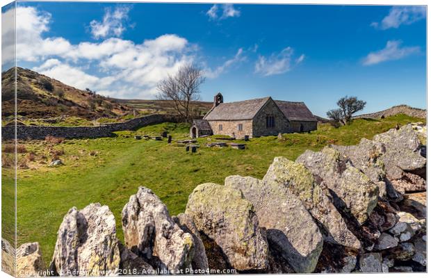 St Celynnin Church, Llangelynnin Canvas Print by Adrian Evans