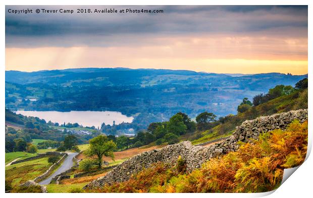Windermere from Kirkstone Print by Trevor Camp