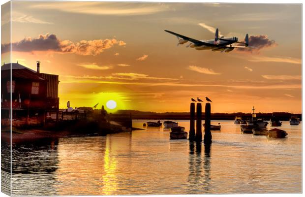 Lone Lancaster returning home Canvas Print by David Stanforth