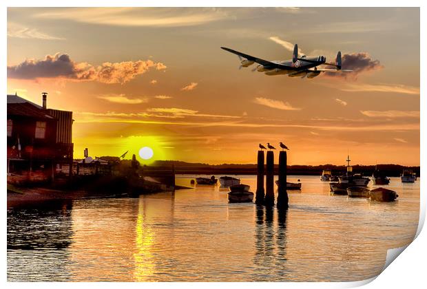 Lone Lancaster returning home Print by David Stanforth