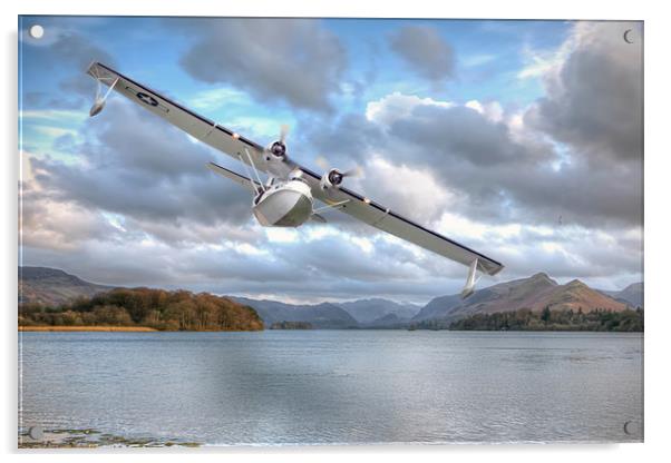 Catilina over Derwent Water Acrylic by David Stanforth
