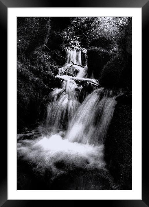 Black & white waterfall Framed Mounted Print by Rob Hawkins