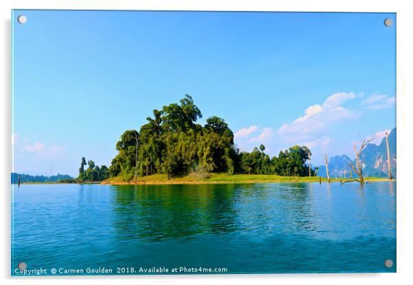 Island on Cheow Lan Lake Acrylic by Carmen Goulden