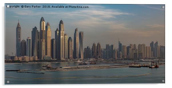 Dubai Marina Skyline Acrylic by Gary Parker